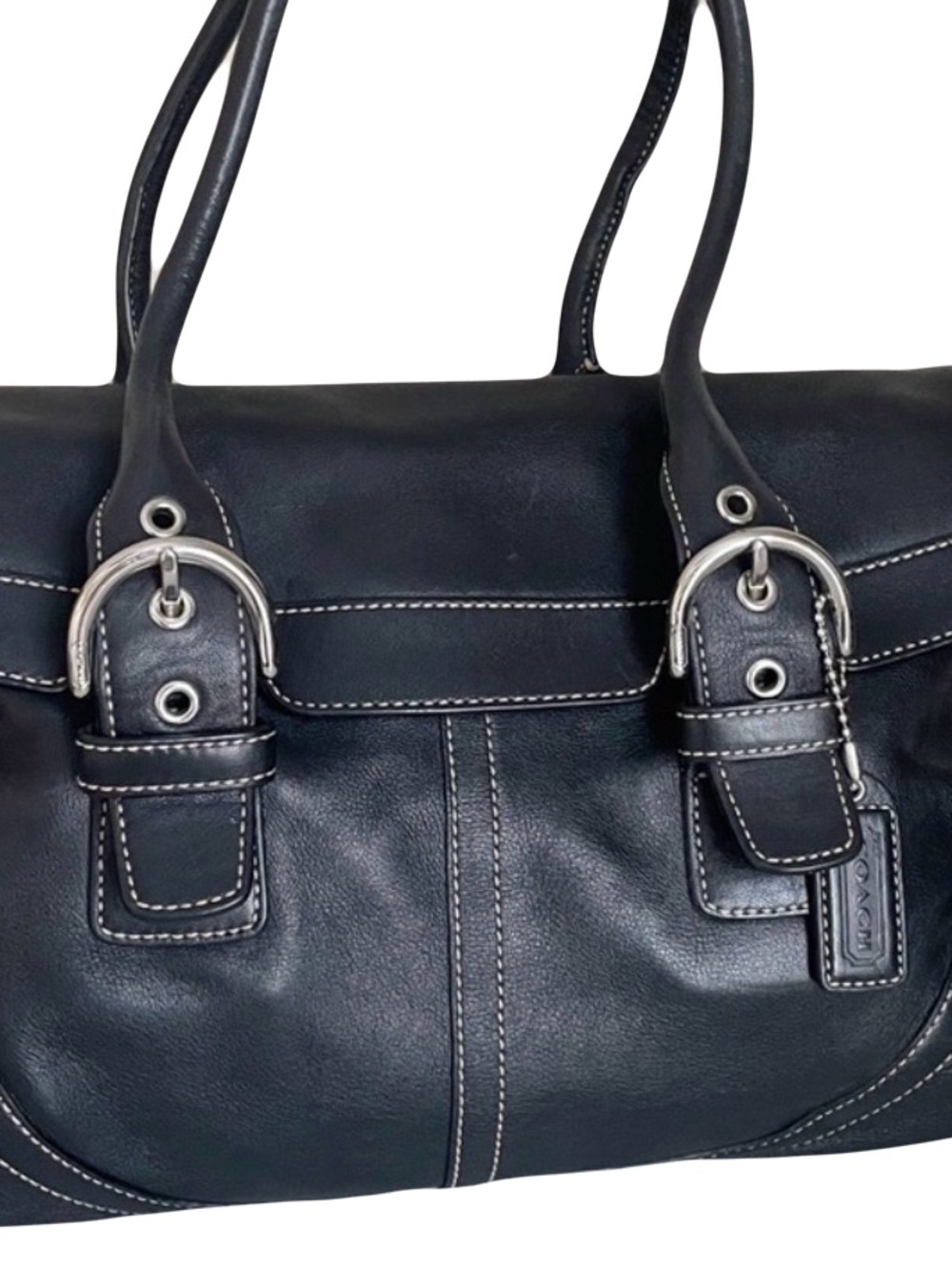 🐴 Coach 9636 Y2K Vintage Hamptons Soho Black Leather Satchel/Flap Shoulder Bag - Picture 11 of 13